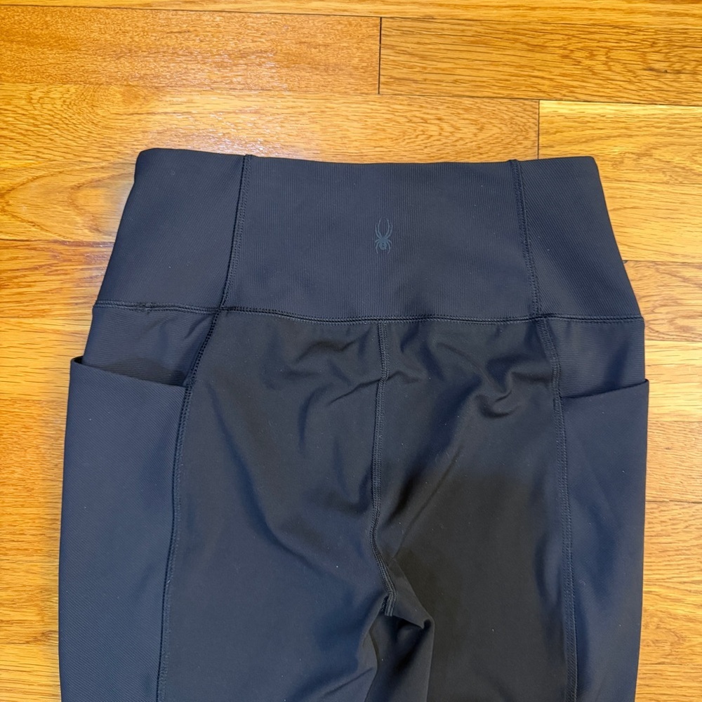 Spyder Active Ribbed High Waisted Leggings in Black - Size Medium Pockets - Picture 6 of 6